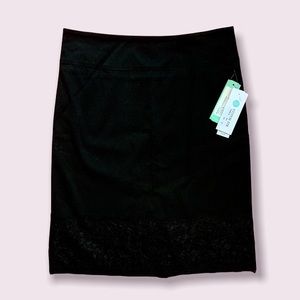 Margaret M Oaklynn Lace Detail Dark Grey Pencil Skirt - medium